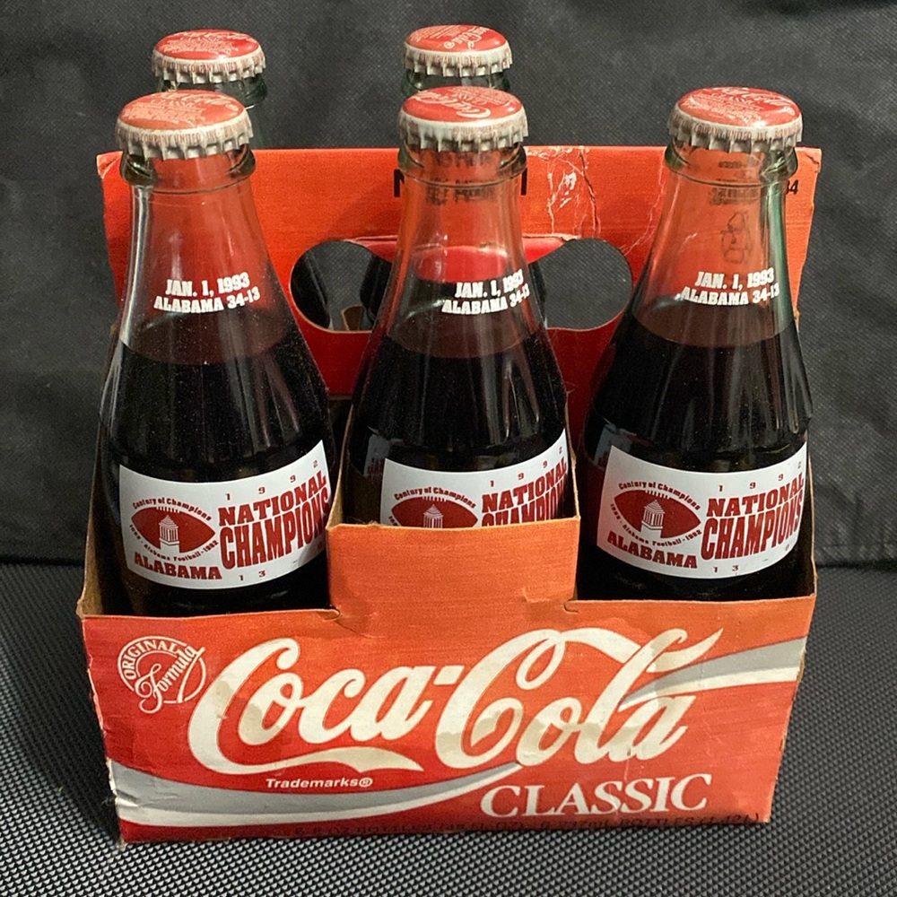 1993 University of Alabama Nat’l Champions 5 Pack Coke 8oz Sealed Bottles